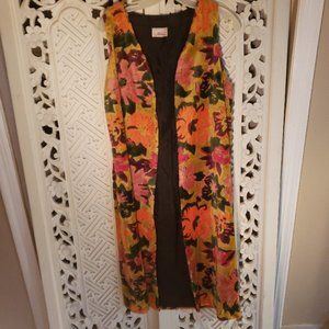 VINTAGE ALADDIN LONG CHENILLE TAPESTRY CARPET PRINT VEST DUSTER